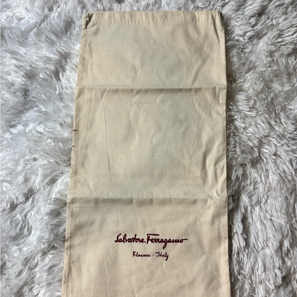 Salvatore Ferragamo Cream Dust Bag with Red Logo
